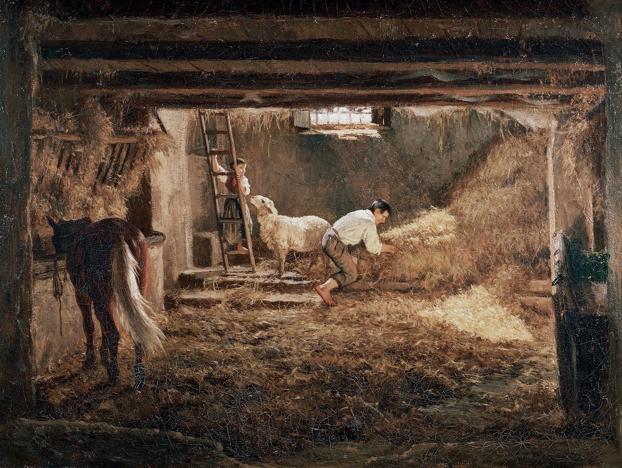 Utsikt over det indre av en stall quot;”, Maleri av Filippo Palizzi (1818–1899) av Filippo Palizzi