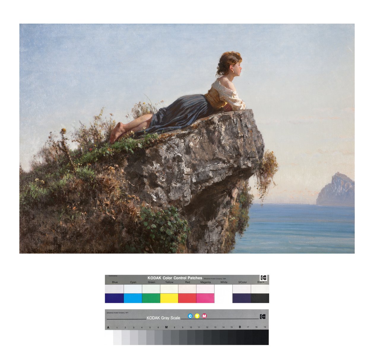Ung jente på en stein i Sorrento av Filippo Palizzi