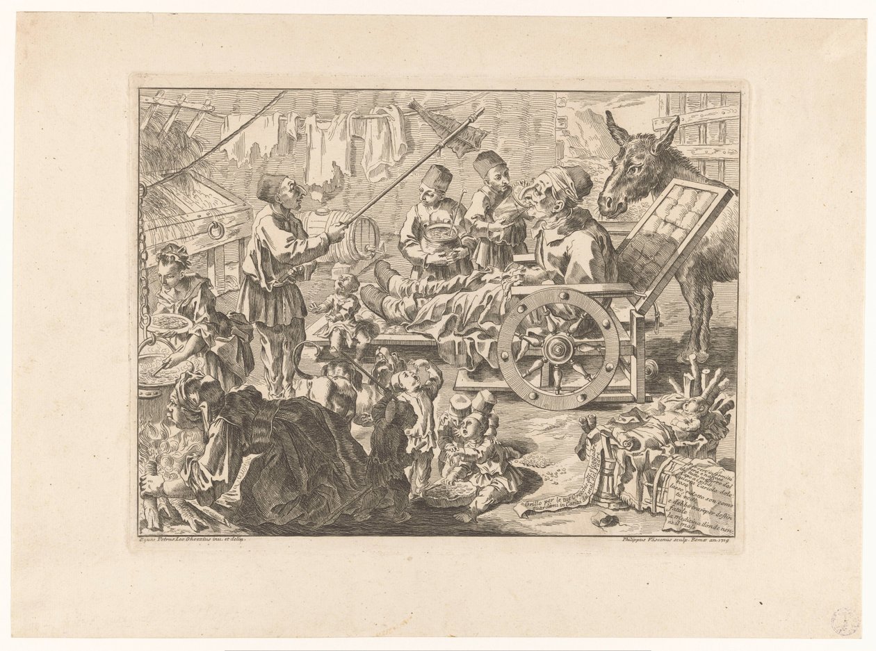 Pulcinella i en rullestol av Filippo Vasconi