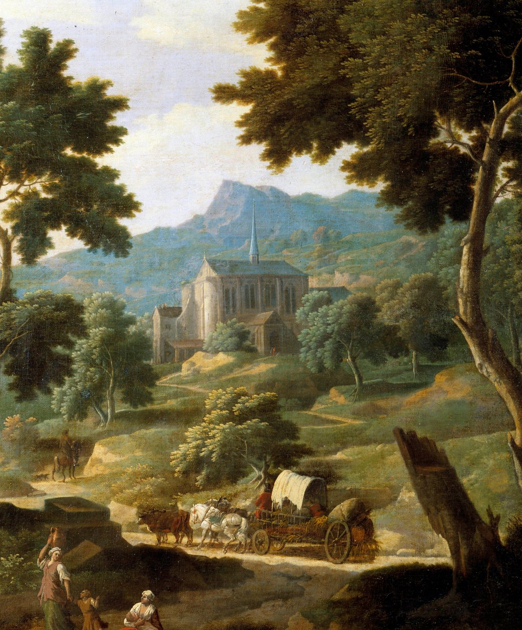 Landskap med kirke Detalj av et maleri av Filippo verali (Veralli eller Veraldi) (1600-tallet) Orleans Museum of Fine Arts av Filippo Verali