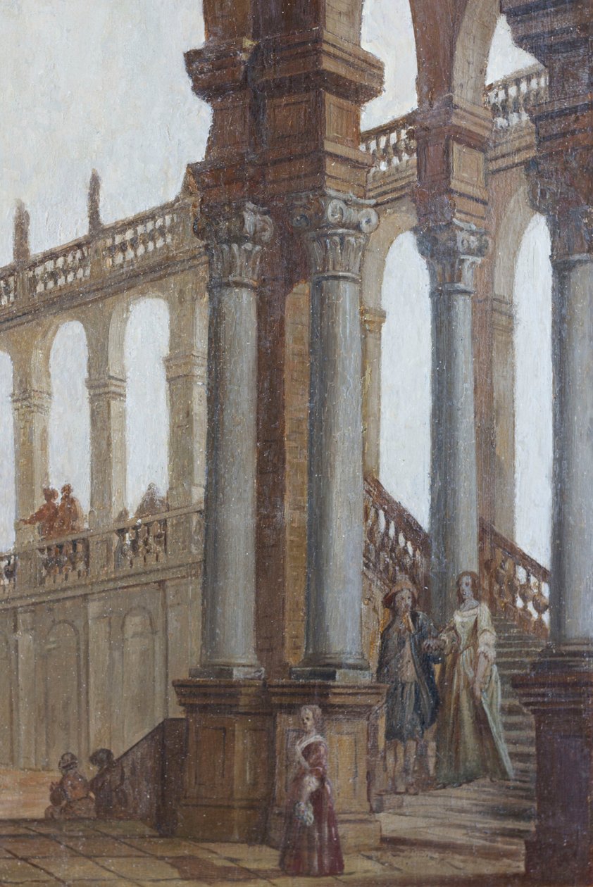 Arkitektonisk maleri, olje på tre, vindusskodder i salongen, dronningens leilighet, jaktresidens, av Filippo Juvarra (1678-1736), Stupinigi, Piemonte, Italia av Filippo or Juvara Juvarra