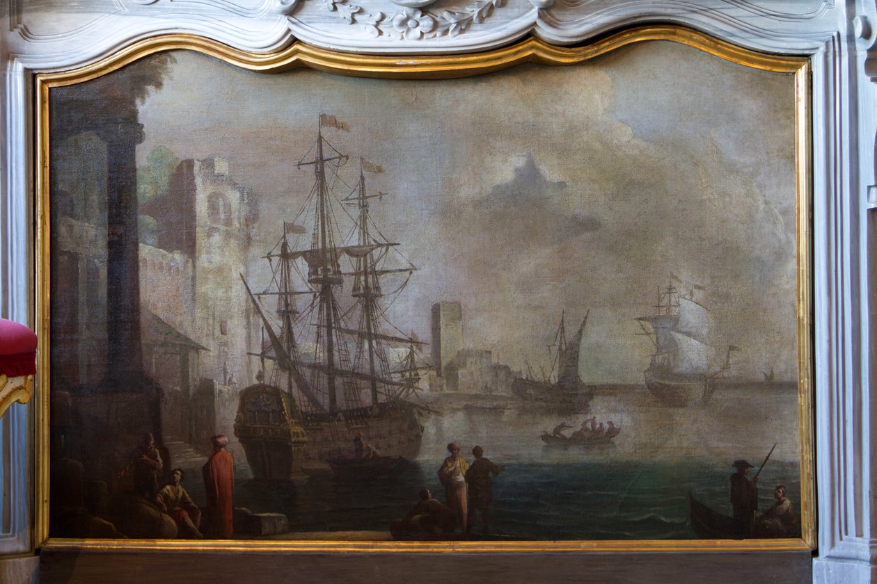 Havbildemaleri, peisskjerm, Jaktbolig, av Filippo Juvarra (1678-1736), Stupinigi, Piemonte, Italia av Filippo or Juvara Juvarra