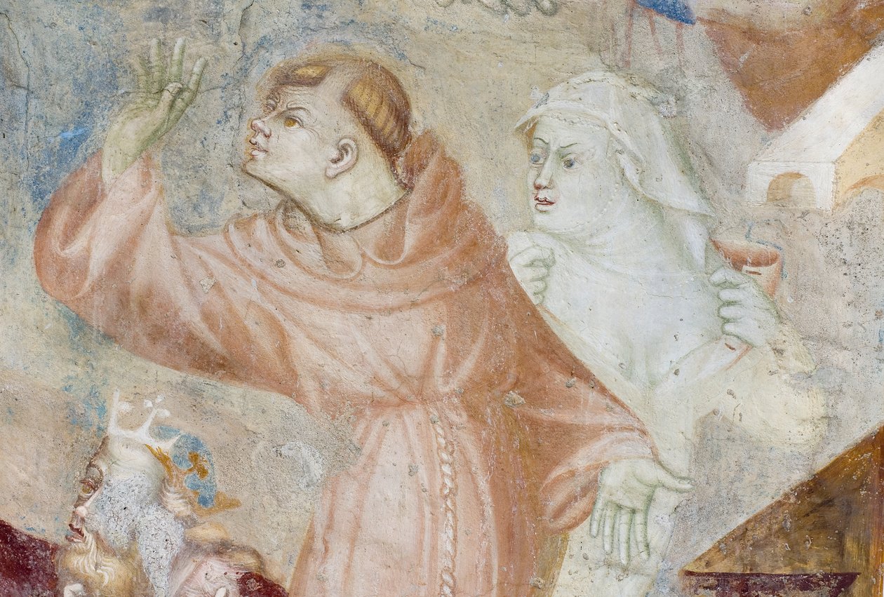 Munker, detalj av den siste dommen, ca. 1400 av Filippolo de and Veris da Milano Veris da Milano