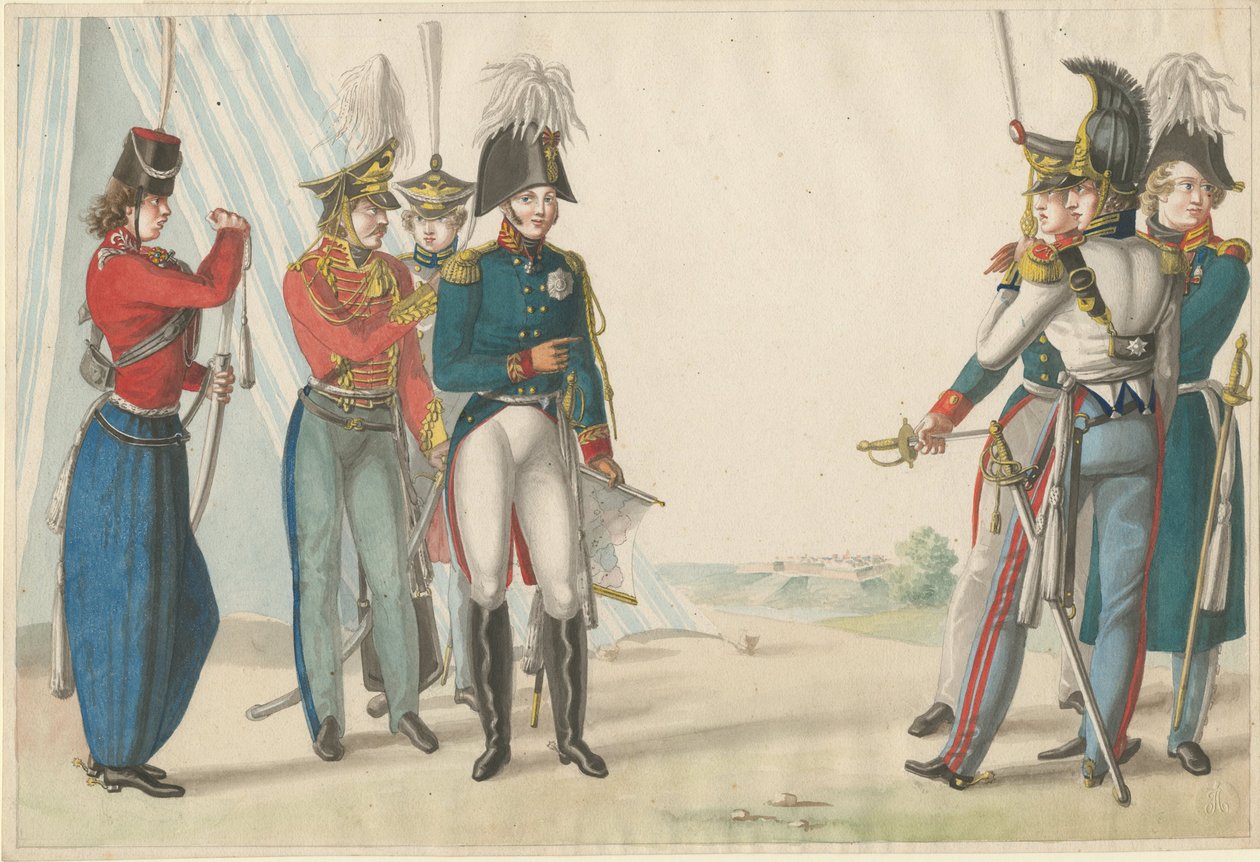 Tsar Alexander I og russiske offiserer, 1815 av Finert