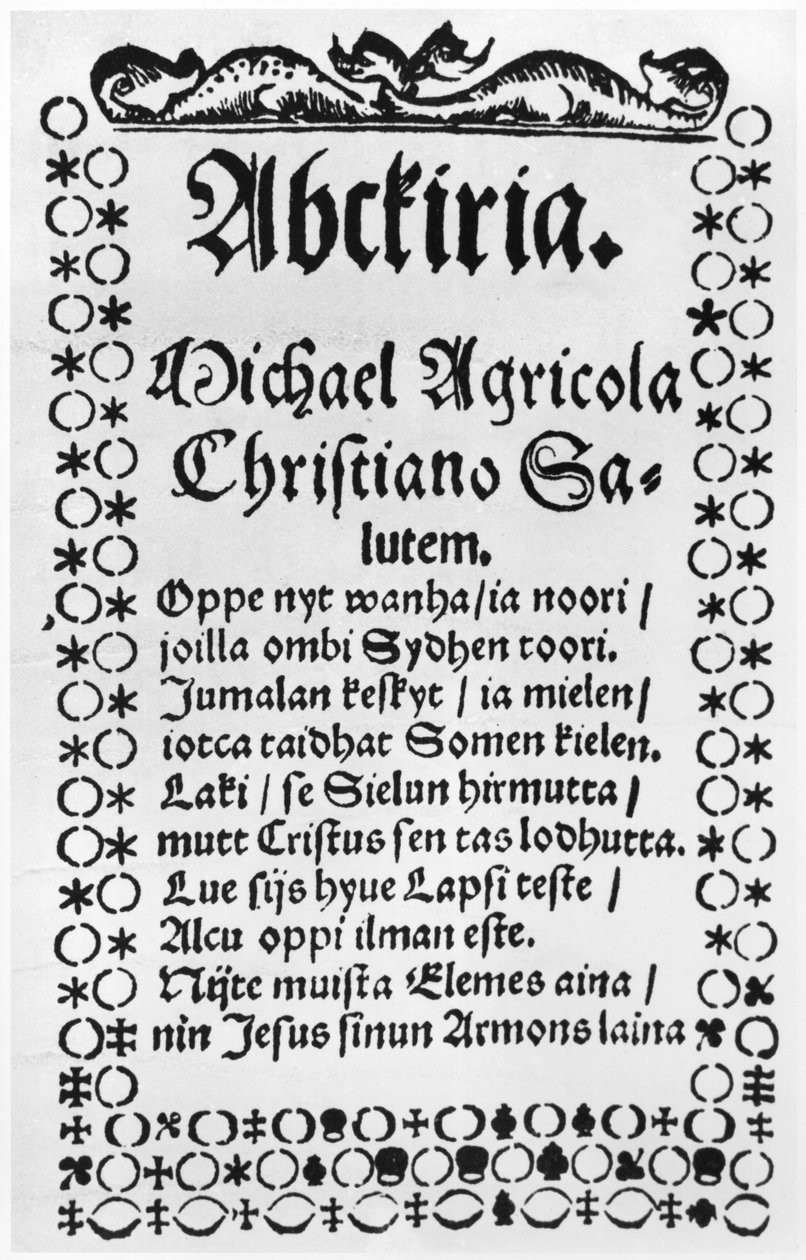 Alfabet primer av Mikael Agricola (1508-57) (trykk) av Finnish School