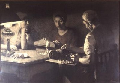 The Lace Makers (kull og sepia) av Firmin Baes