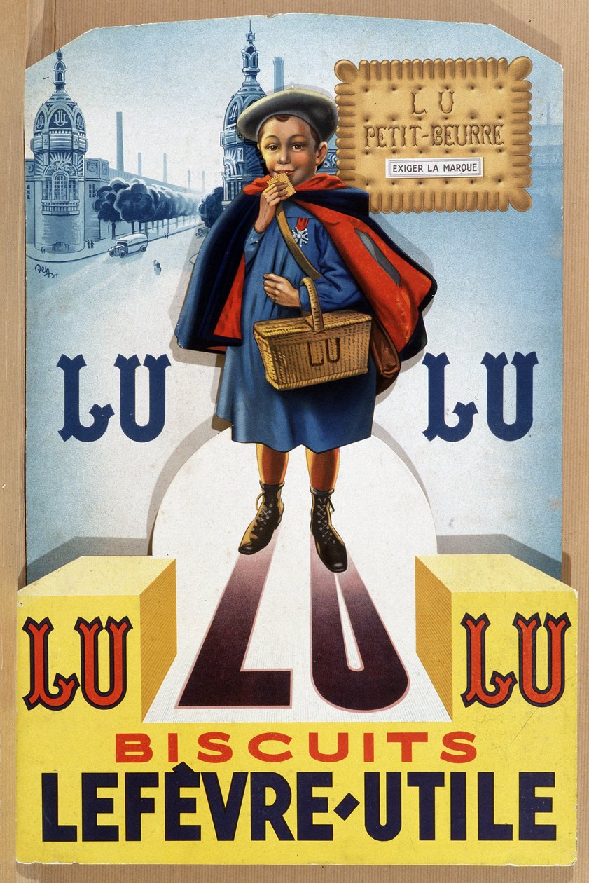 Kjeks Lefèvre-Utile (LU) basert på originaltegningen av Firmin Bouisset - koll. vinterhagen til plakaten i Bretagne. av Firmin Bouisset
