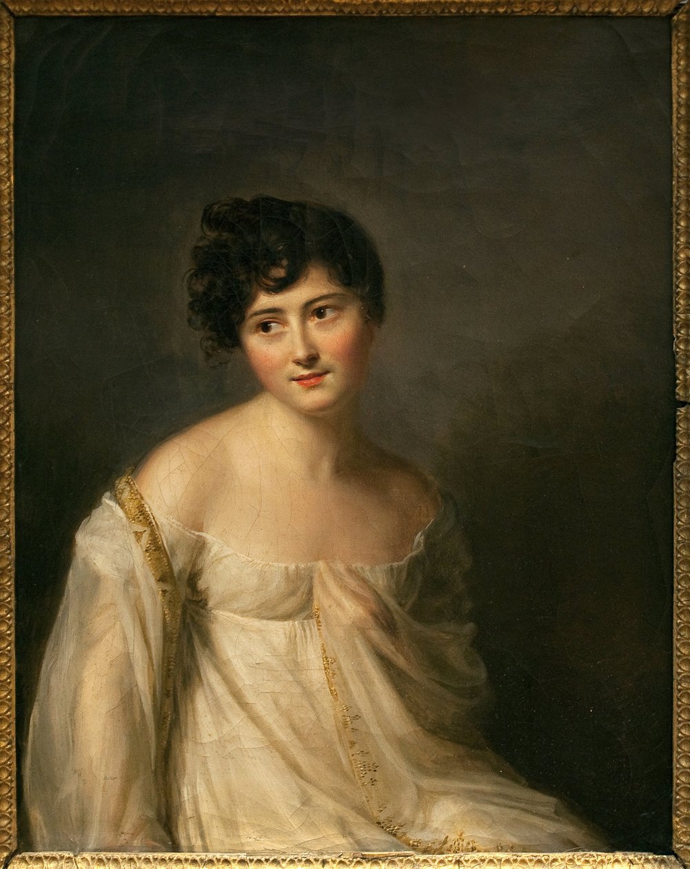 Portrett av Juliette Recamier (1777-1849) dette Madame Recamier. Maleri av Firmin Massot (1766-1849), olje på lerret, ca. 1807. Fransk kunst av Firmin Massot