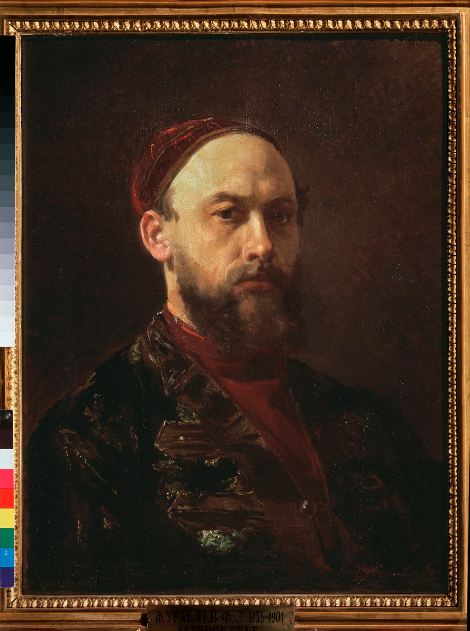 Autoportrett (Selvportrett) - maleri av Firs Sergeevich Zhuravlev (1836-1901), olje på lerret, russisk kunst fra 1800-tallet - Tretyakov-statens galleri, Moskva av Firs Sergeevich Zhuravlev