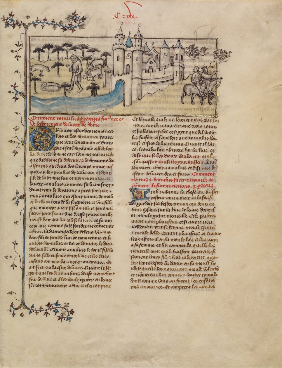 Romulus og Remus av First Master of the Bible historiale of Jean de Berry