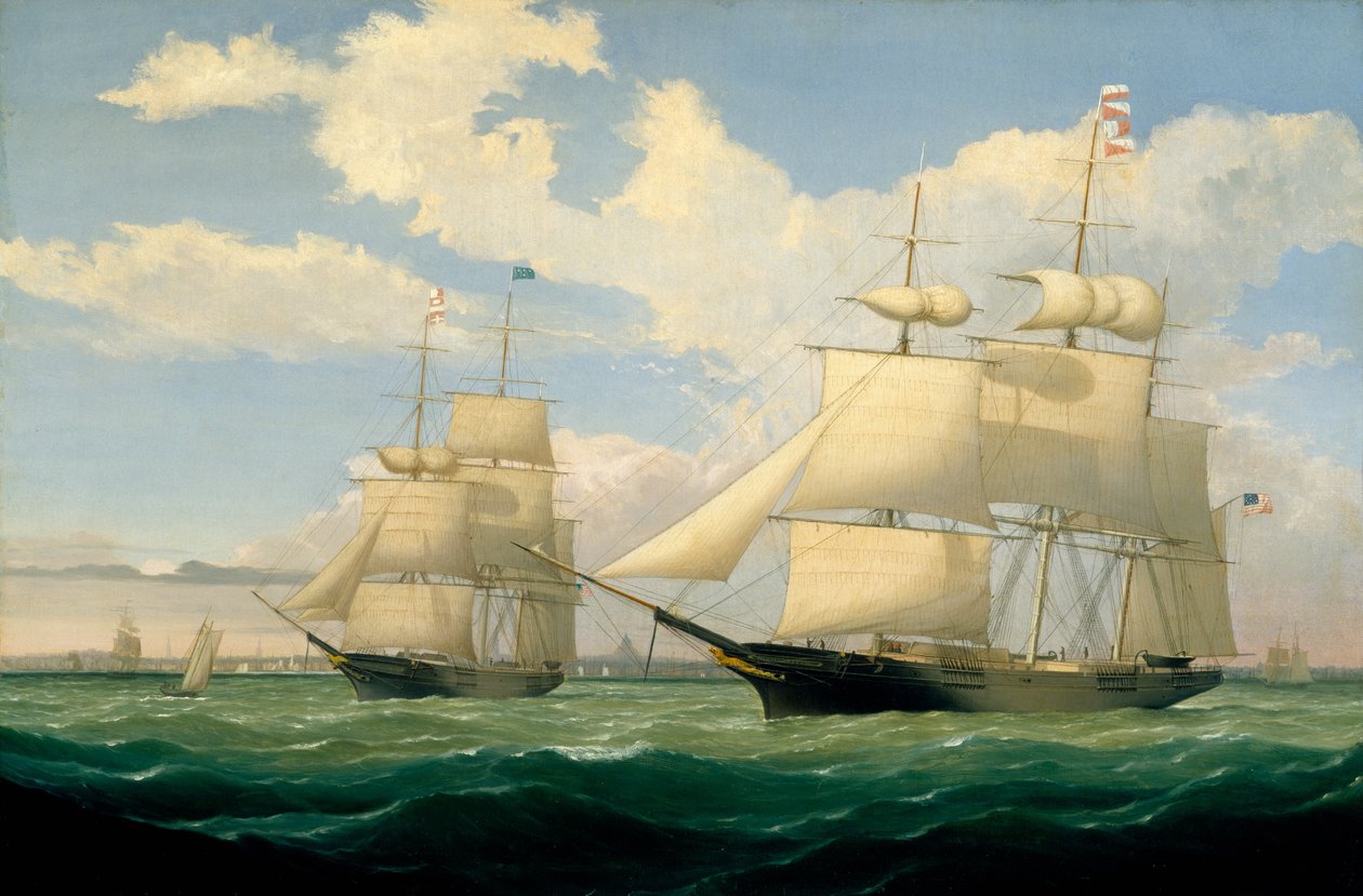 The Ships Winged Arrow og Southern Cross i Boston Harbor av Fitz Henry Lane