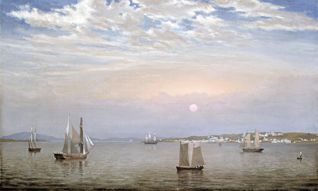 Castine havn og by, 1851 av Fitz Henry Lane