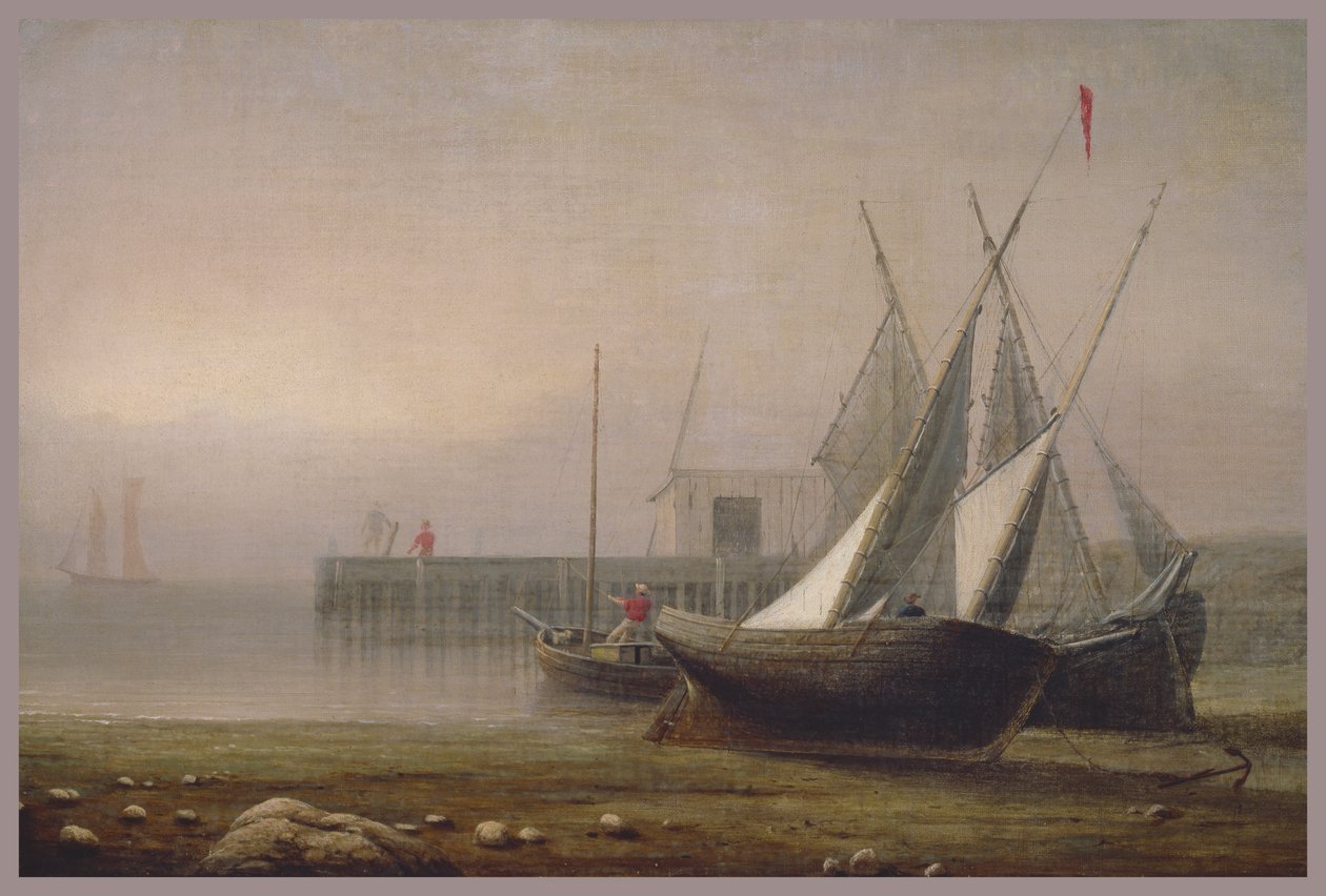 Fiskebåter ved lavvann, ca. 1850-tallet av Fitz Henry Lane