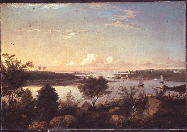 Annisquam-elven ser mot Ipswich Bay (olje om bord) av Fitz Henry Lane