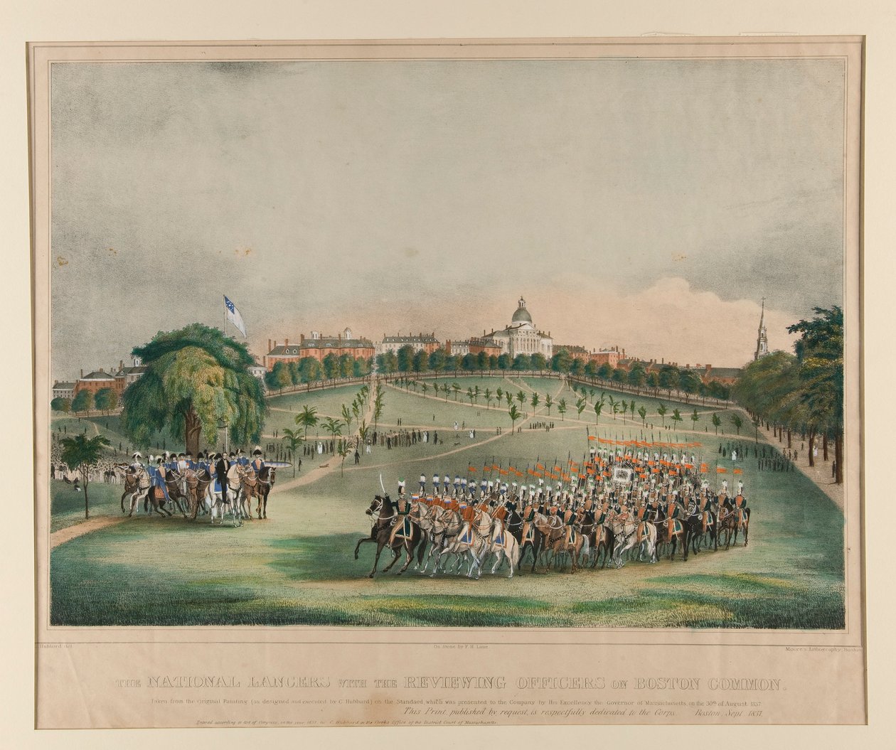 National Lancers med revisjonsoffiserene på Boston Common av Fitz Henry Lane