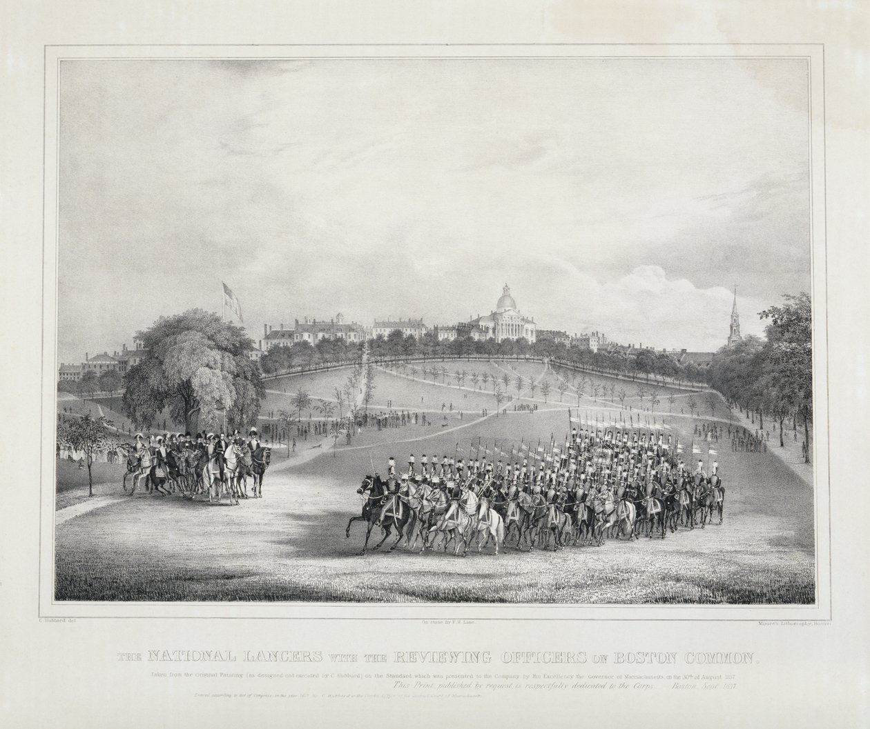 National Lancers med revisjonsoffiserene på Boston Common av Fitz Henry Lane