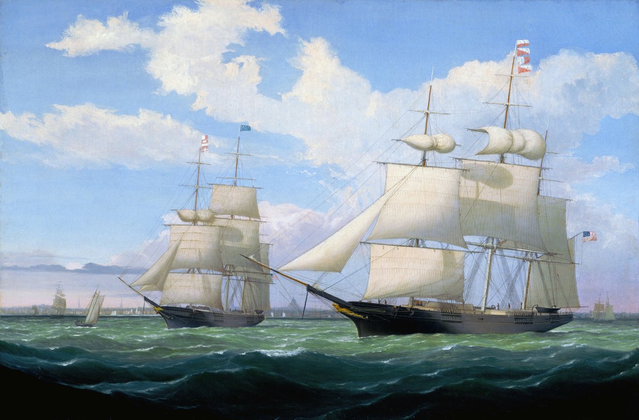 Skipene «Winged Arrow» og «Southern Cross» i Boston havn av Fitz Henry Lane