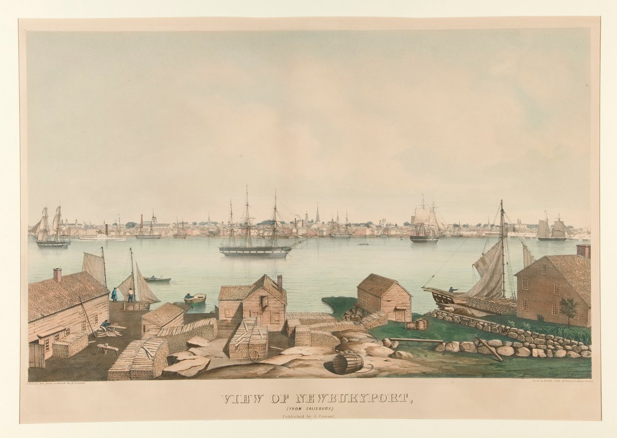 Utsikt over Newburyport, (fra Salisbury) av Fitz Henry Lane