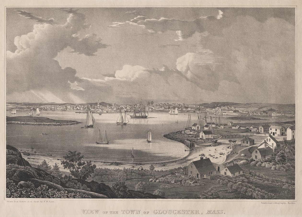 Utsikt over byen Gloucester, Mass. av Fitz Henry Lane