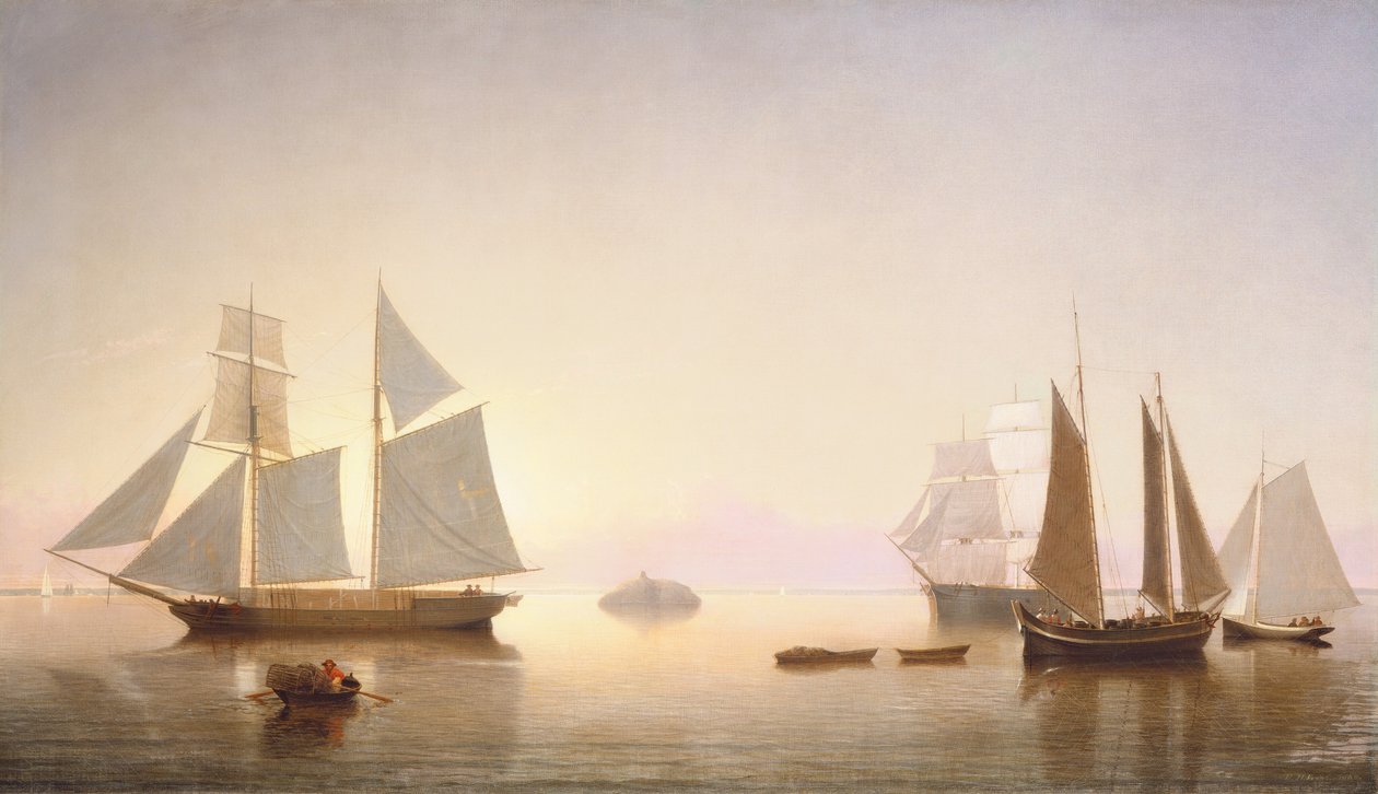Becalmed off Halfway Rock, 1860. av Fitz Hugh Lane