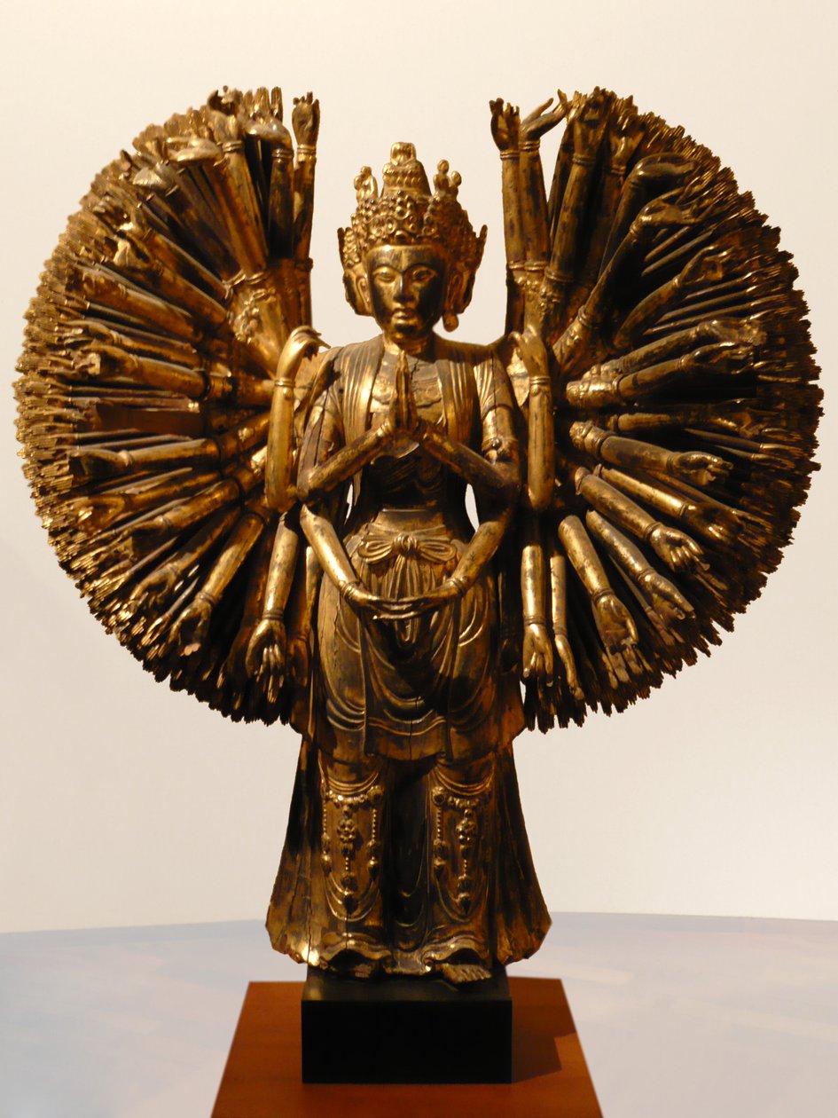 Bodhitsattva Avalokitesvara (Guanyin), Kina, Fem dynastier, 907-960 (glans og gyllent tre) av Five Dynasties Chinese School