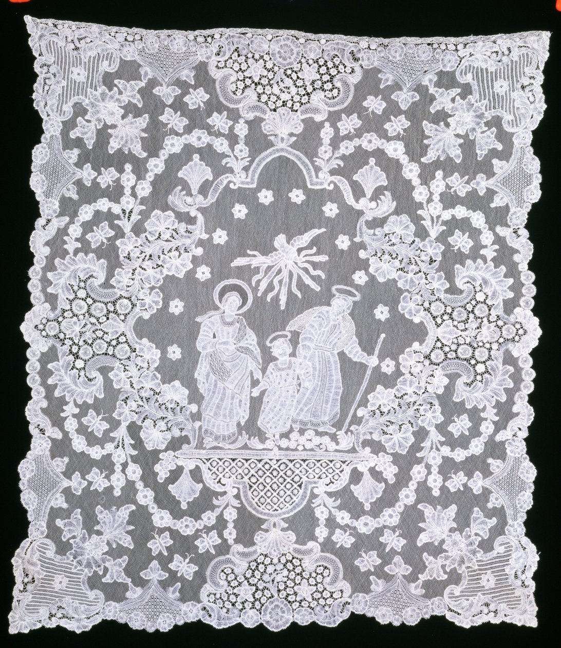 Benediction Veil, ca. 1690-1700 (lin og spole blonder) av Flemish School