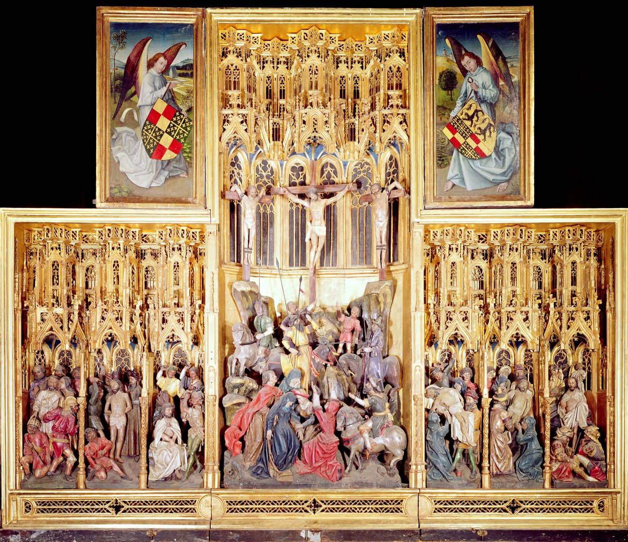 Den sentrale delen av Ambierle-altertavlen, 1460-66 (forgylt og malt valnøtttre) av Flemish School