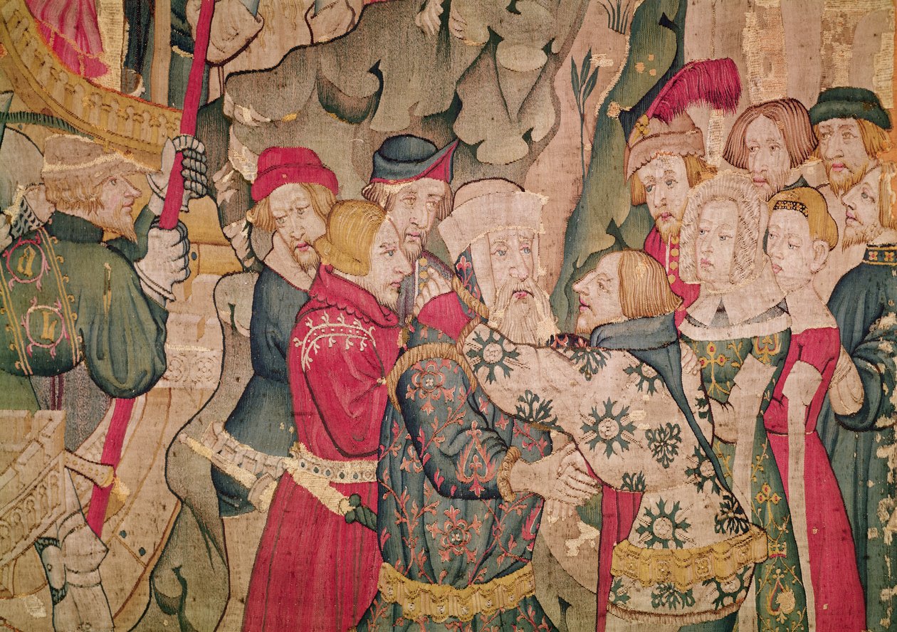 Detalj av historien om Jourdain de Blaye, Arras Workshop (teppe) (detalj av 215164) av Flemish School