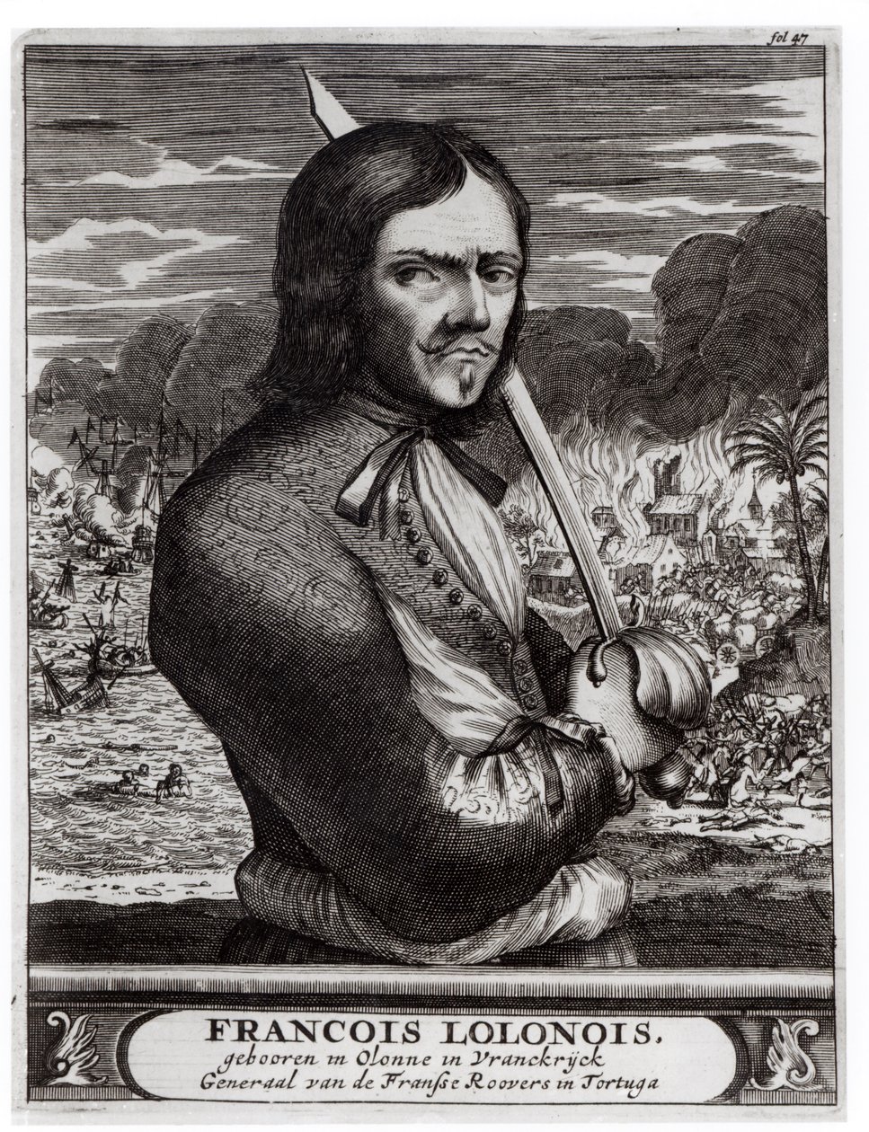 Francois Lolonois, general for de franske bandittene i Tortuga av Flemish School