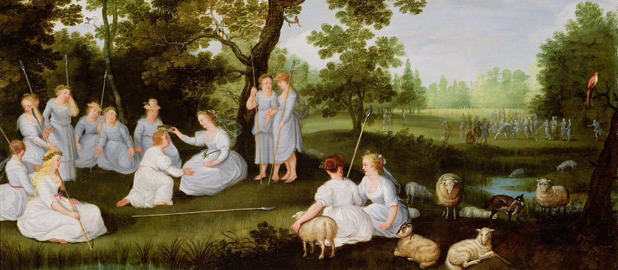 Landskap med gjetere og gjeterinner av Flemish School