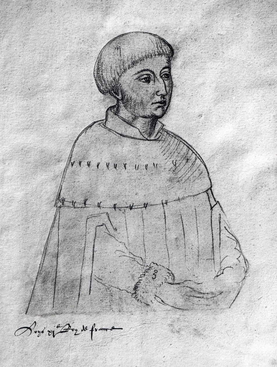 Ms 266 f.3 Portrett av Louis XI (1423-83) fra 