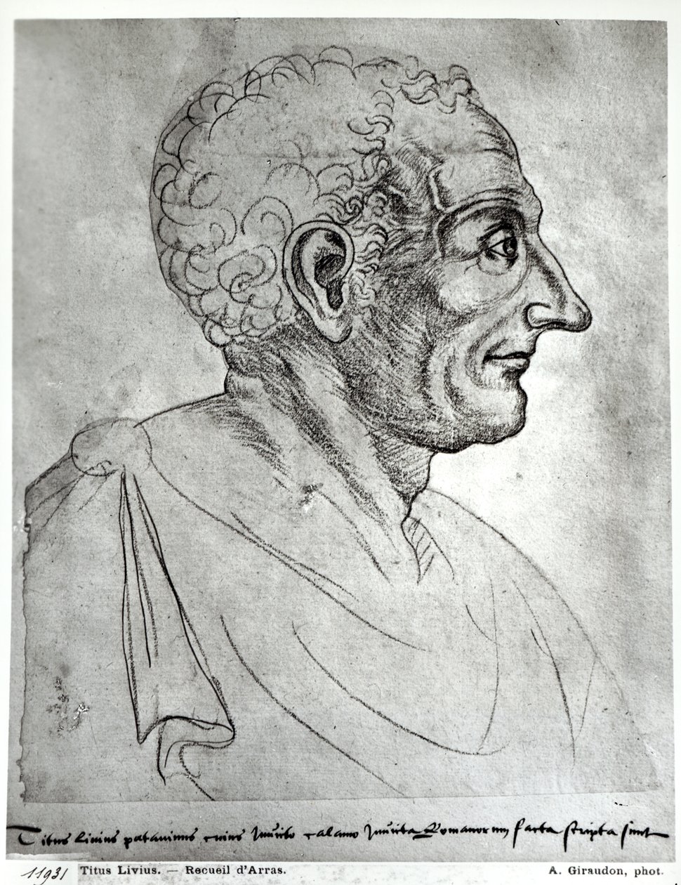 Portrett av Titus Livius kjent som Livy (59BC-17AD) (rødt kritt) av Flemish School