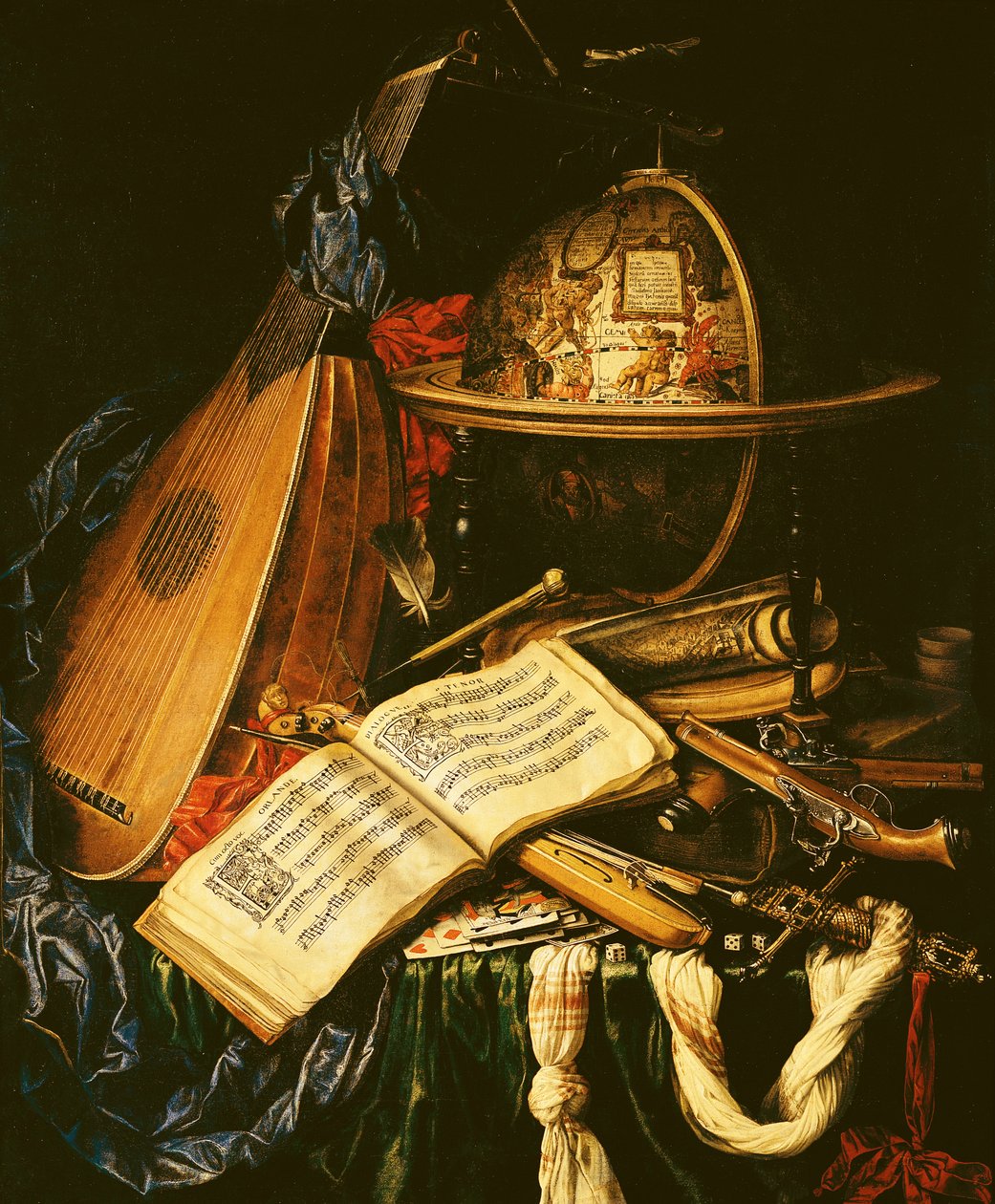 Stilleben med musikkinstrumenter av Flemish School