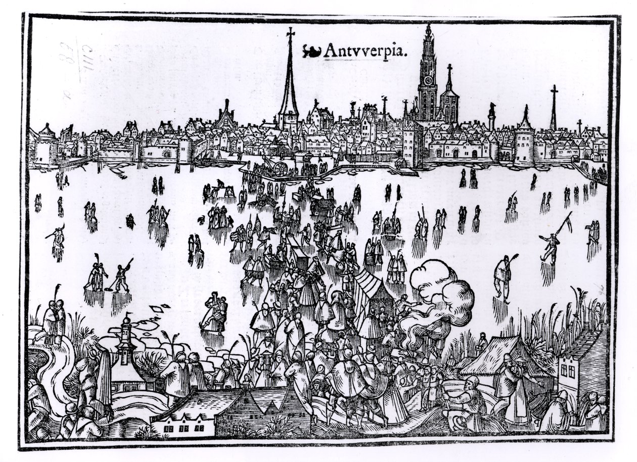 Utsikt over Antwerpen av Flemish School