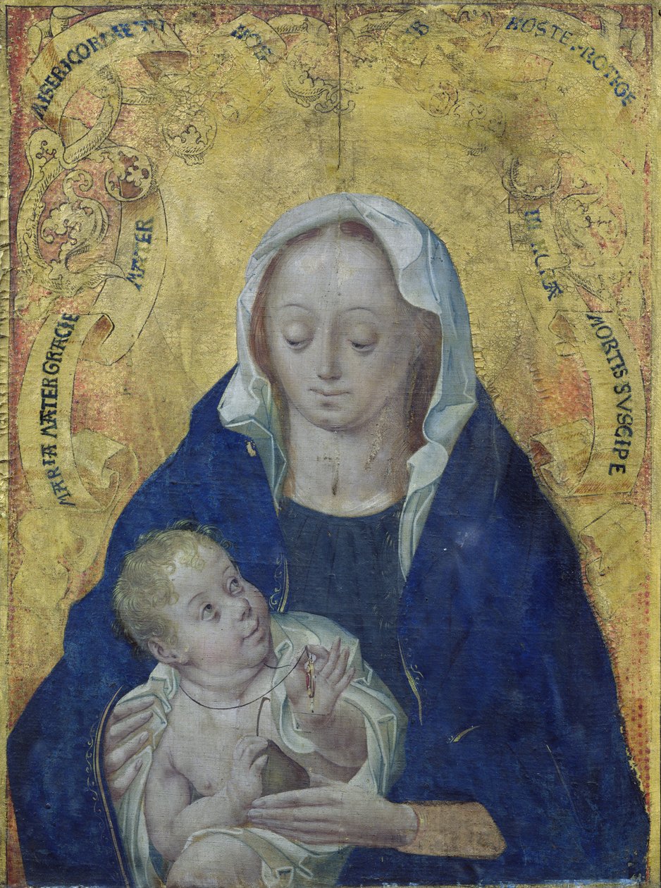 Jomfru og barn (tempera på panel) av Flemish School