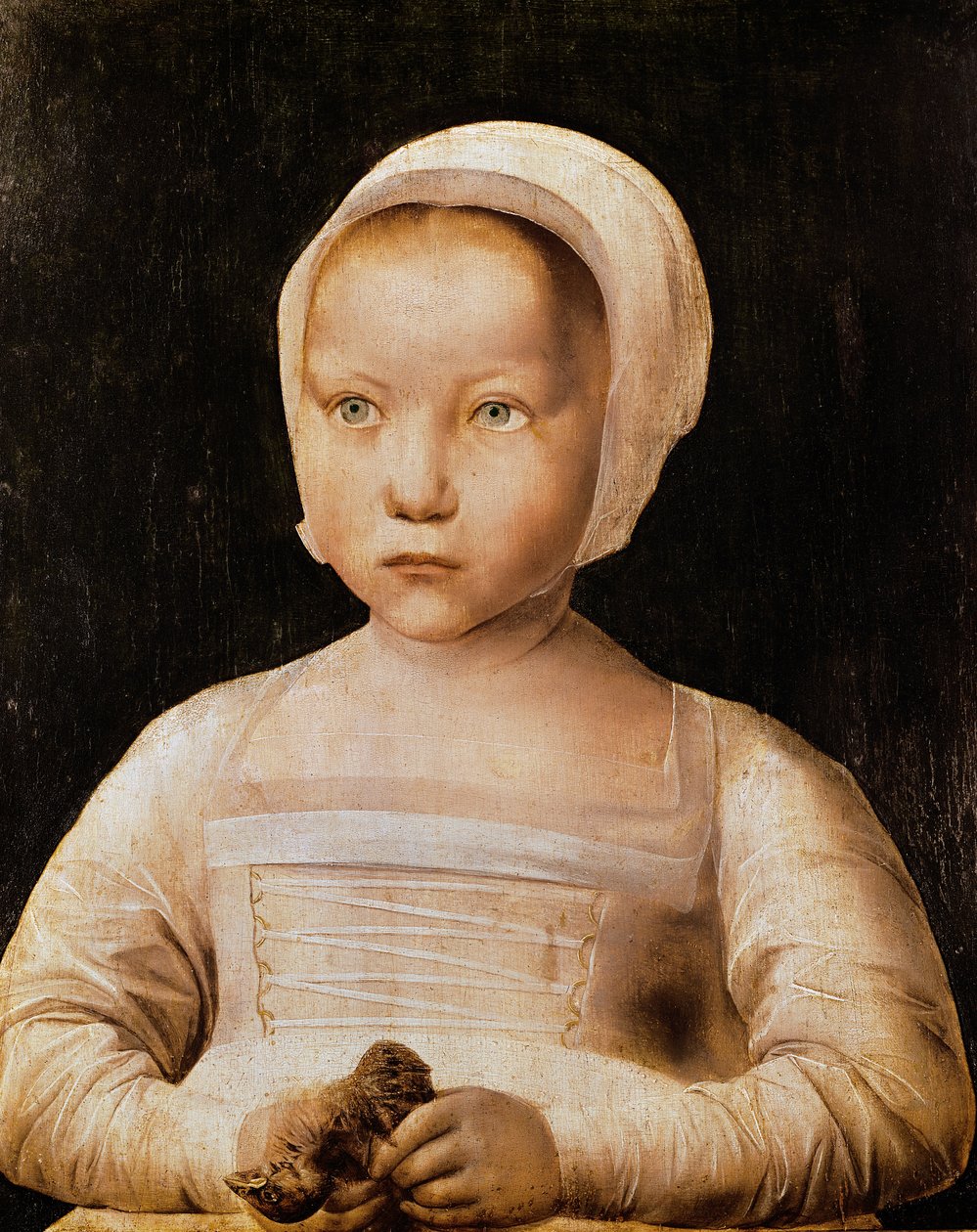 Ung jente med en død fugl, ca. 1500-25 av Flemish School
