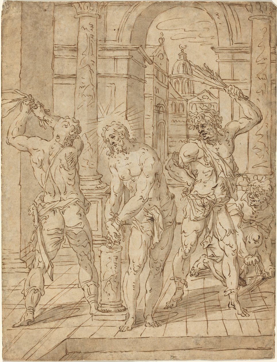 Kristi flagellasjon av Flemish 17th Century after Hendrik de Clerck
