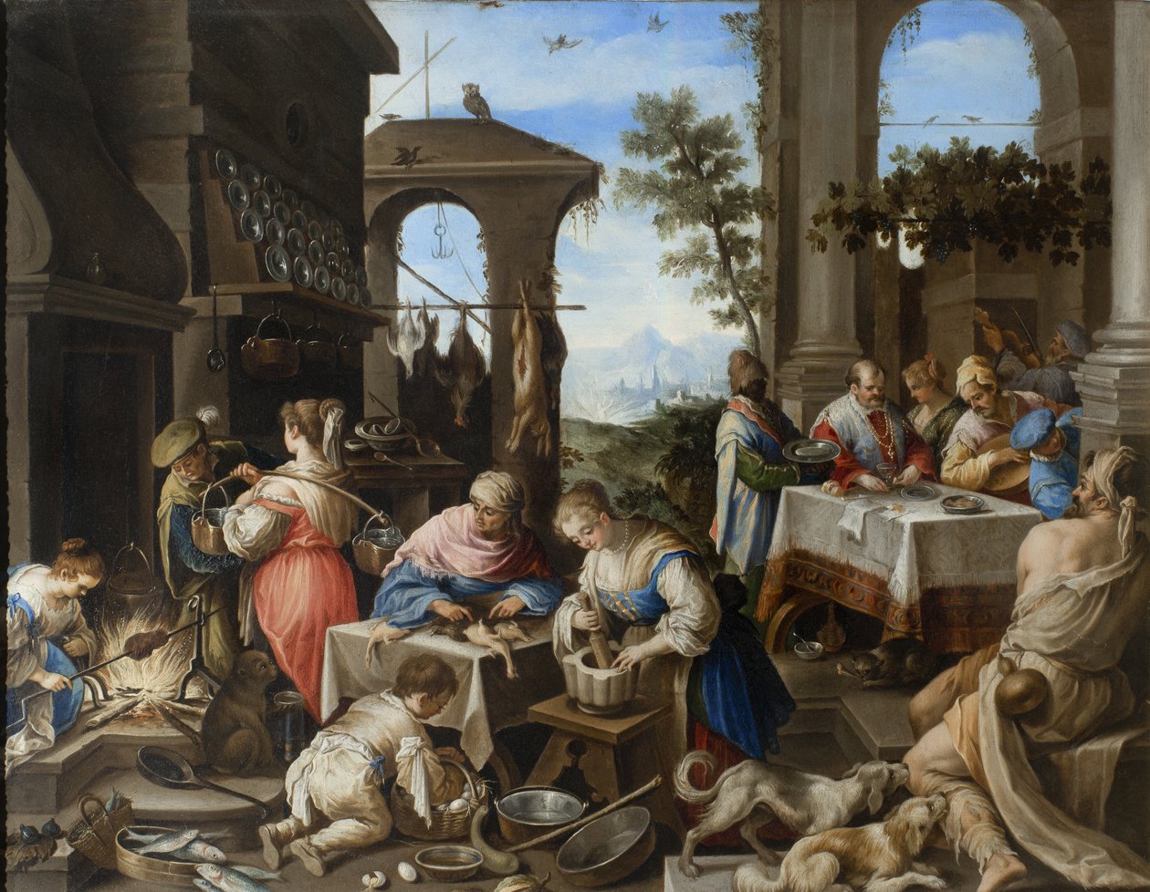 Bankett for den rike Epulone, 1600-25 av Flemish School
