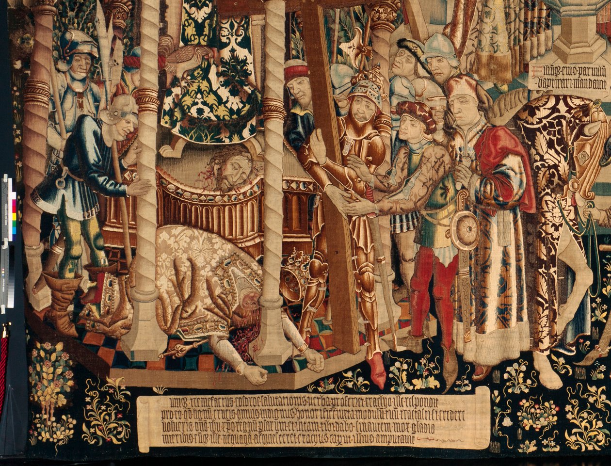 Katedralen (The Seo. Ca tedraal of the Savior of Zaragoza). Tapetmuseet. flamsk billedvev. Legenden om det hellige kors (Legenden om det hellige kors, om legenden om det hellige kors). Detalj. Ca. 1450. 430x1120cm. av Flemish School