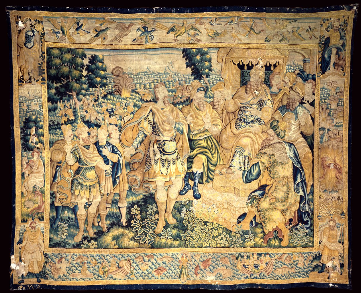 Katedral. Interiør. flamsk billedvev. Historien om Judas Makkabeus (?). Opprinnelse Oudenaarde. Uidentifiserte merker rett under. Ca 1575-1610. av Flemish School
