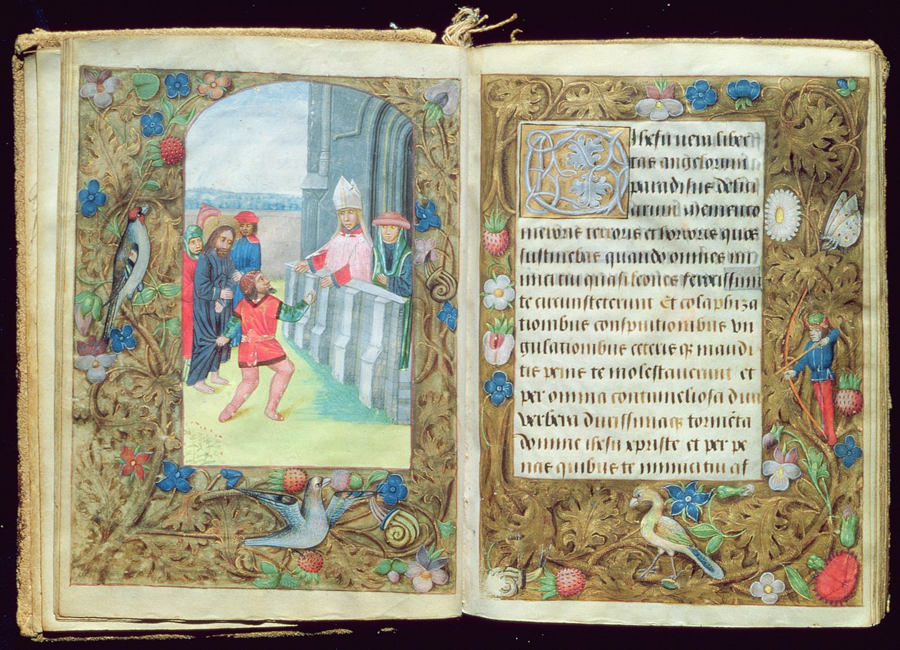 Kristus anklaget, miniatyr fra Stafford Prayer Book av Flemish School