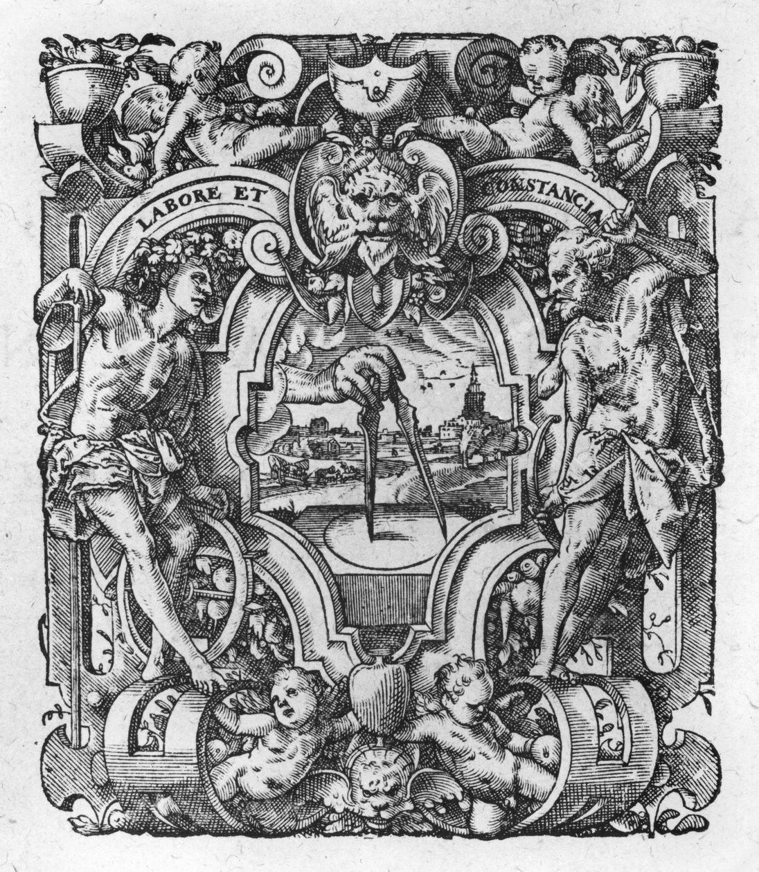 Christophe Plantins trykkmerke, illustrasjon fra Works by Tacitus, 1607 av Flemish School