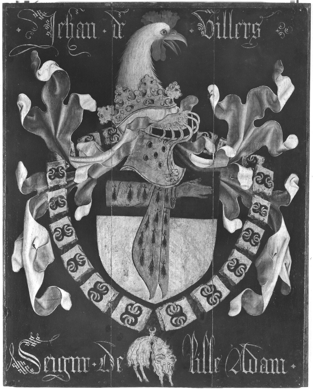 Våpenskjold til Jehan de Villers (d.1439), Seigneur av Lille Adam, 3. kapittel av Ordenen av det gylne skinn, Dijon, 1430 av Flemish School