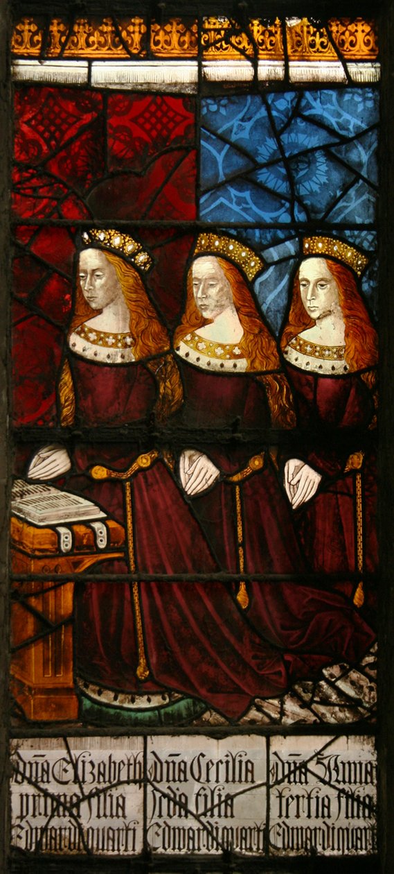 Døtrene til kong Edward IV, ca. 1480 (farget glass) av Flemish School