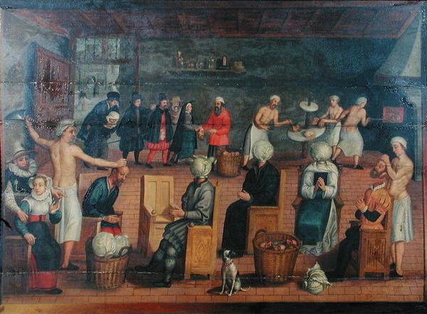 Halshugging og bytting av hoder med kål: bake hoder og sminke dem (olje på lerret) av Flemish School
