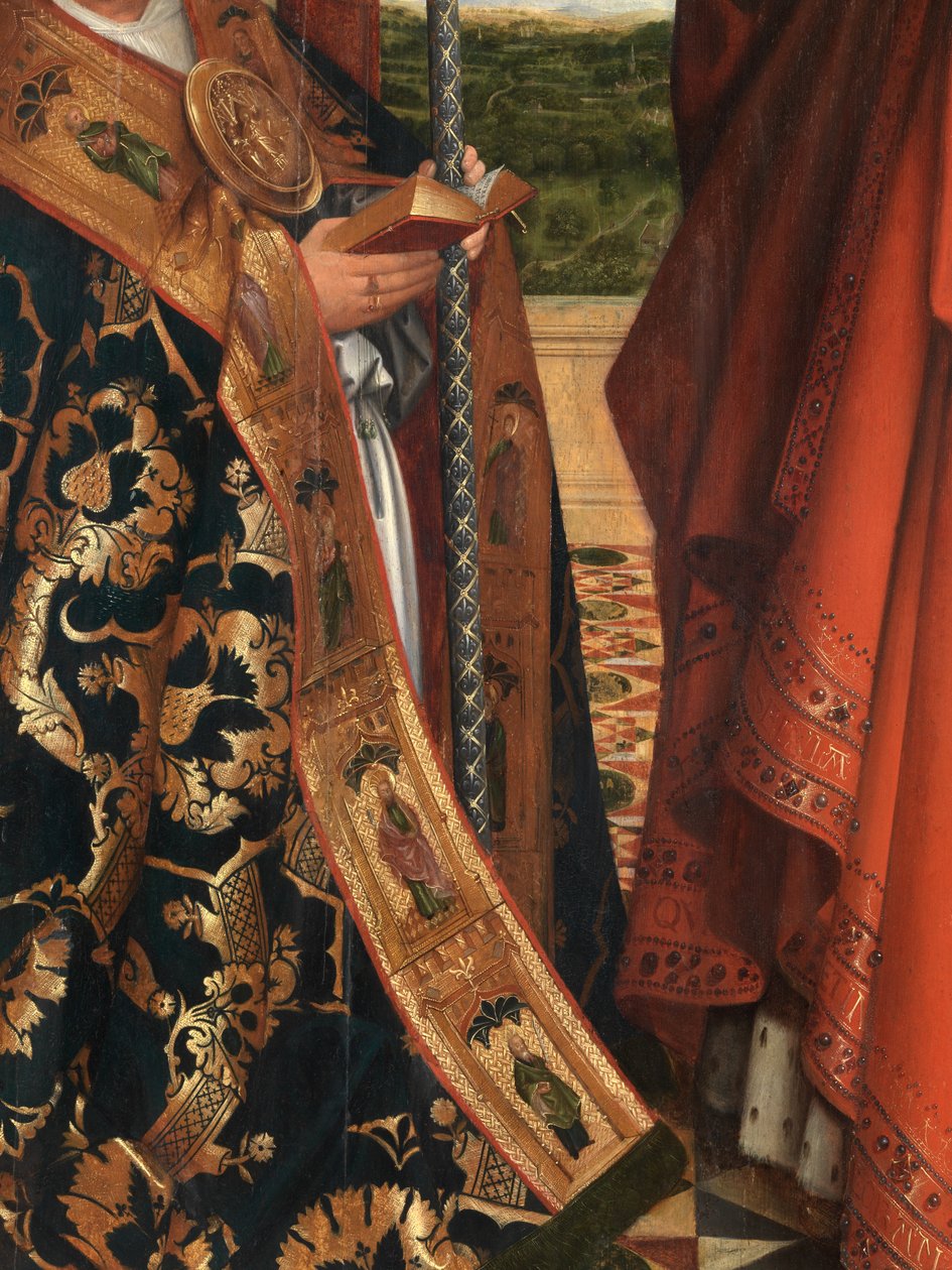 Detalj av Madonna med Petrus Wijts (olje på panel) av Flemish School