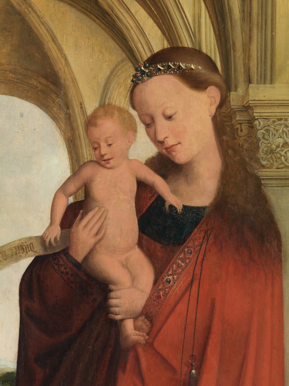 Detalj av Madonna med Petrus Wijts (olje på panel) av Flemish School