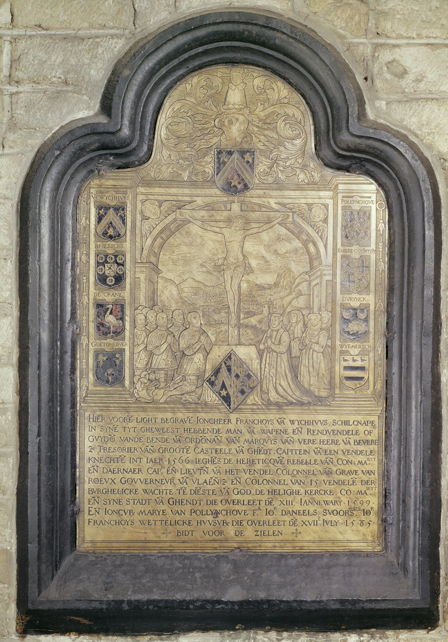 Epitafium av Francois van Wychhuus, slutten av det sekstende århundre (messing) av Flemish School