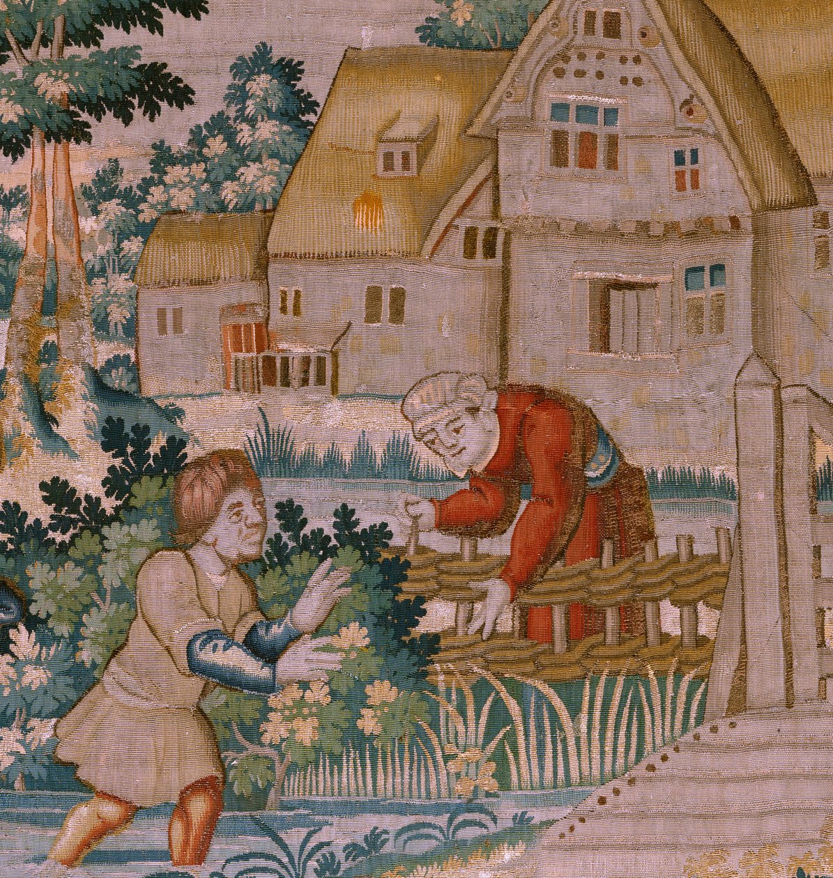 flamsk billedvev. Håndklapping. Atelier i Oudenaarde. 17. århundre. av Flemish School