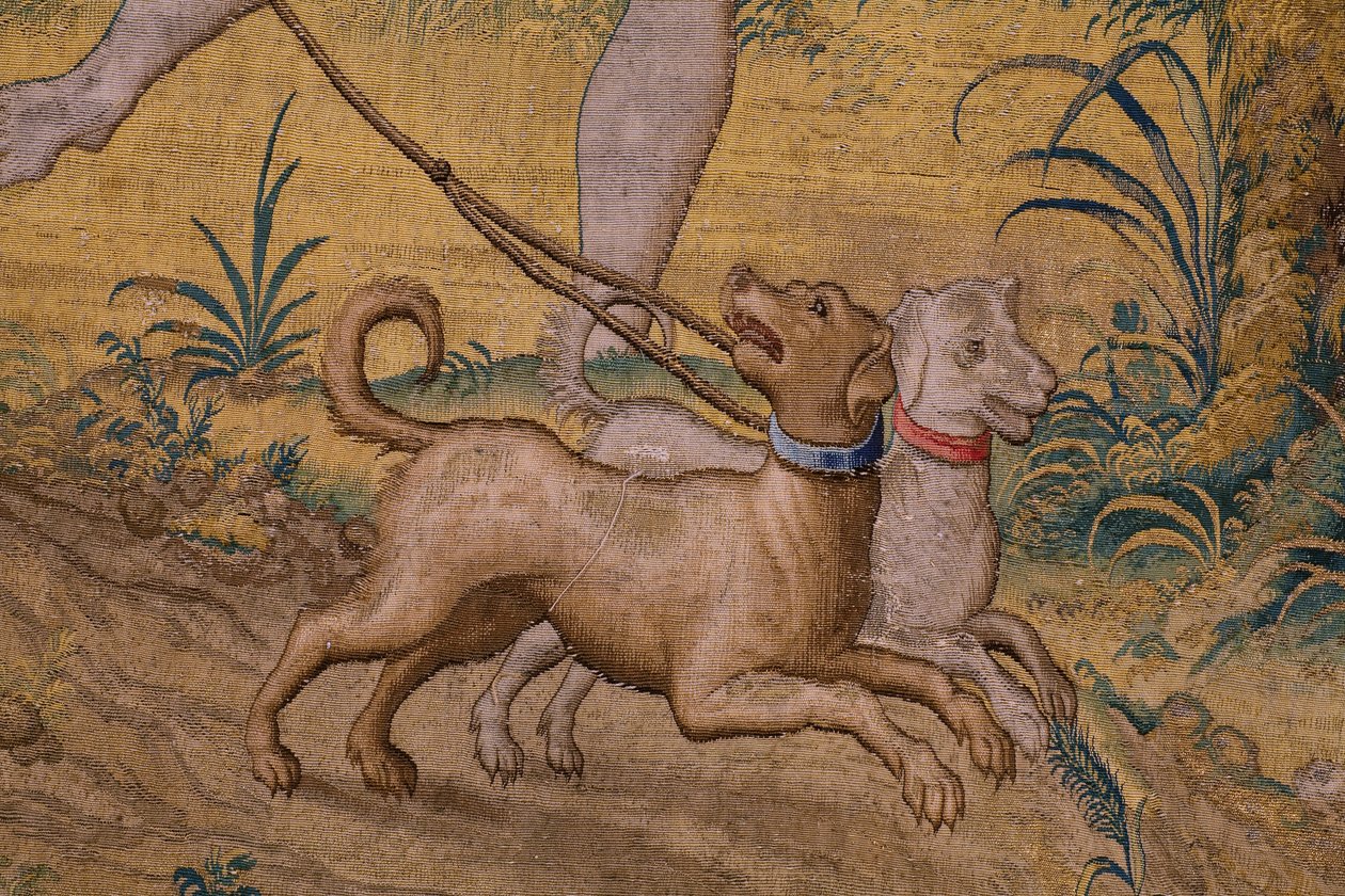 flamsk billedvev. Serie Fable of Ovidius: The rob of Ganymedes. Atelier Willem de Pannemaker, Brussel. Før 1556. Detalj. av Flemish School